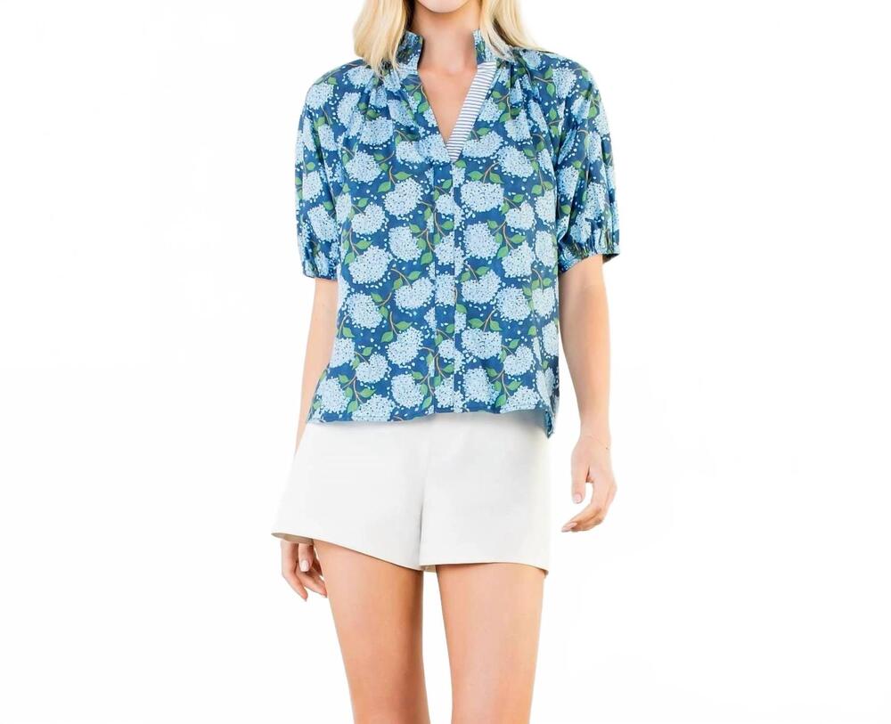NEW THML hydrangea short sleeve shirt in blue